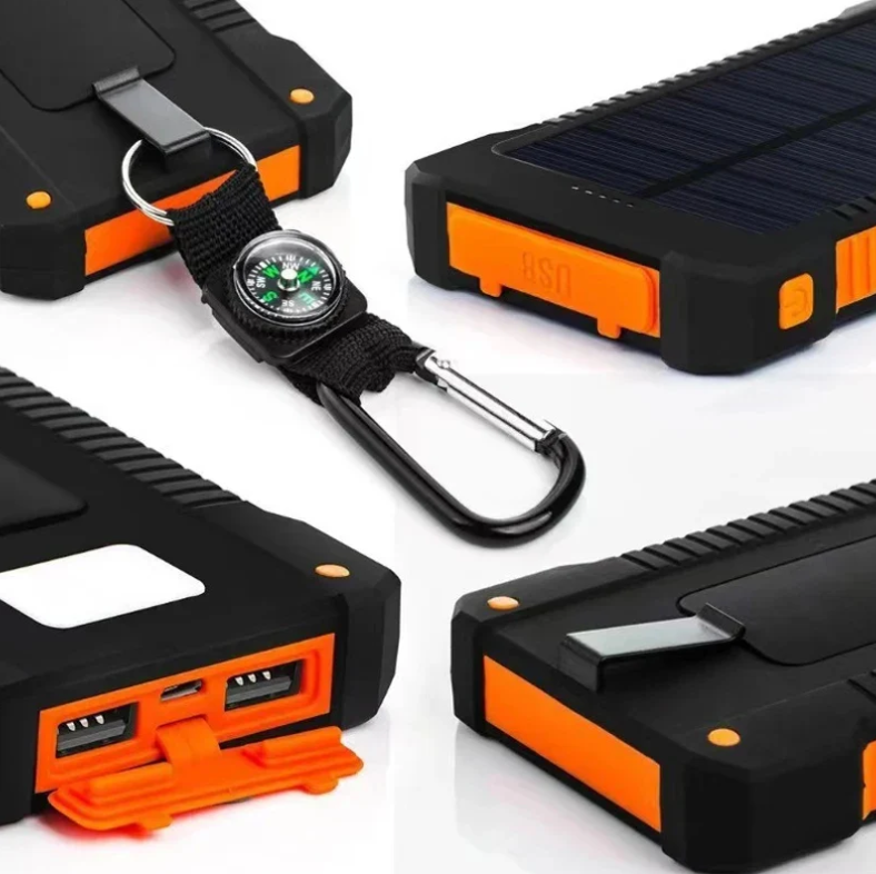 PowerBank Solar para Acampamento ao Ar Livre com Bússola e Lanterna