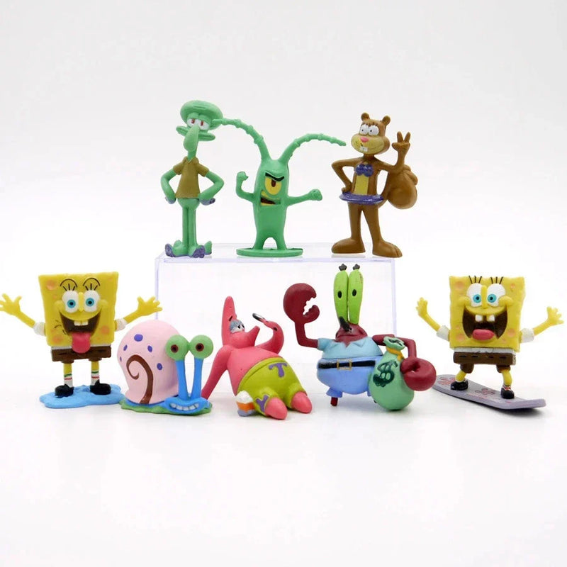 Conjunto Miniatura Boneco Bob Esponja 8 Peças