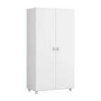 Armário Multiuso Alto 2 Portas com Rodízios e Nicho para Eletro - 100% MDF Branco [Organizador Universal]