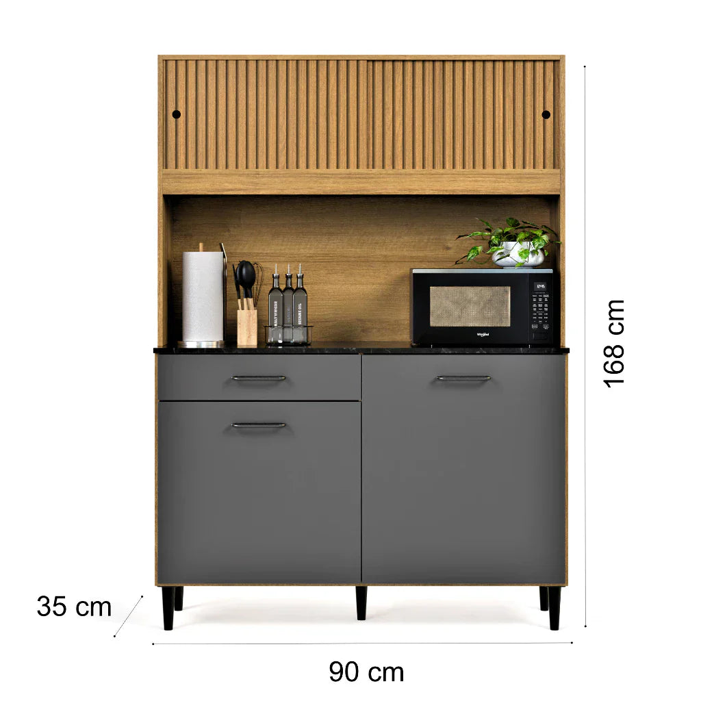 Armário De Cozinha Compacto Com 4 Portas E 1 Gaveta