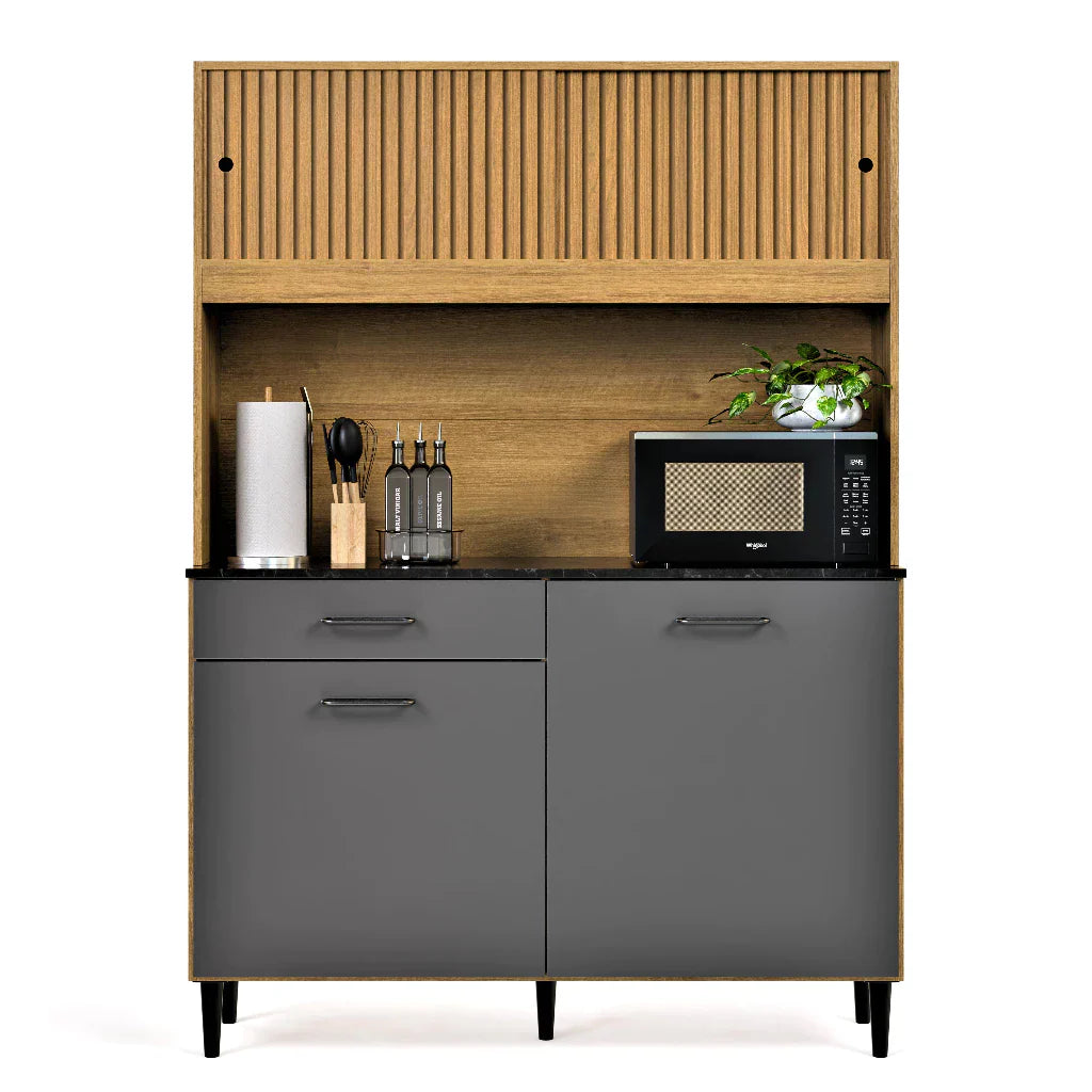 Armário De Cozinha Compacto Com 4 Portas E 1 Gaveta