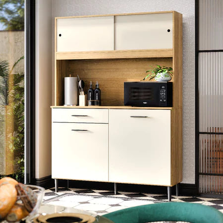 Armário De Cozinha Compacto Com 4 Portas E 1 Gaveta