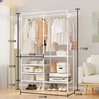 Arara De Roupa Cabideiro De Chão Sapateira Rack Organizador Multiuso Aço Inox