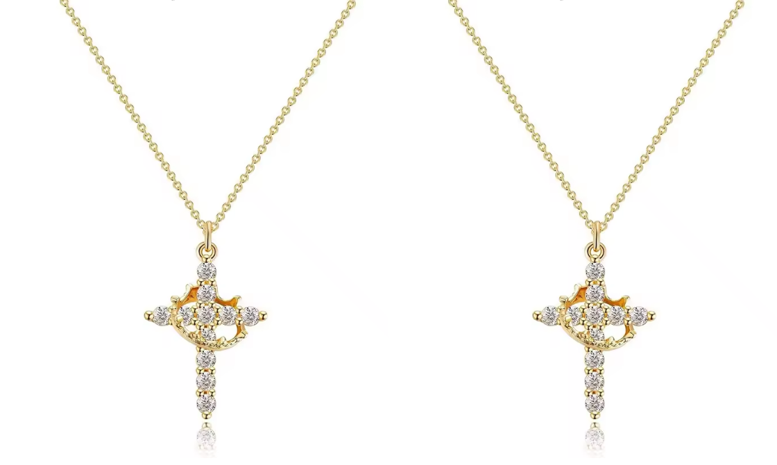 Colar Feminino Cruz Cravejada™ – Brilho Elegante em 3 Cores! [Compre 1 leve 2]