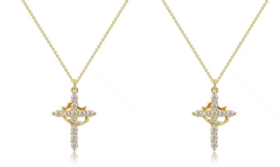 Colar Feminino Cruz Cravejada™ – Brilho Elegante em 3 Cores! [Compre 1 leve 2]