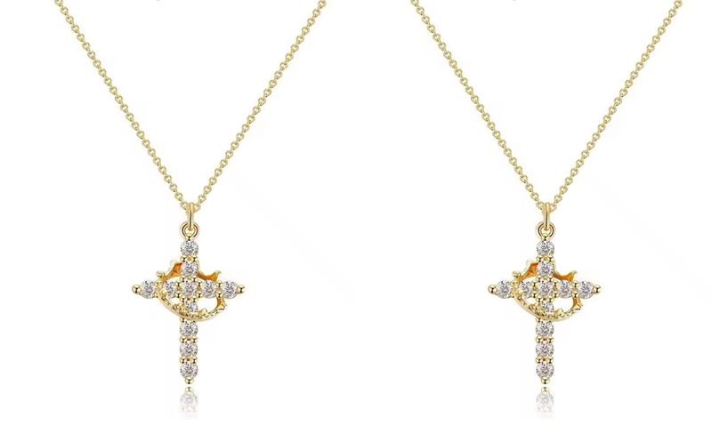 Colar Feminino Cruz Cravejada™ – Brilho Elegante em 3 Cores! [Compre 1 leve 2]